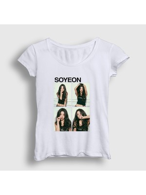 Presmono Kadın Beyaz Soyeon Feel K-Pop G I-Dle T-Shirt