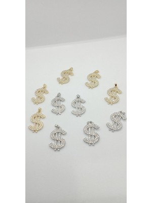 Gold Renk Taşlı Dolar Kolye Ucu