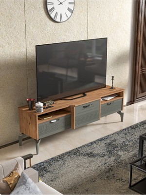 İşsevenler Tv Sehpası Tv Ünitesi 160 Cm Atlantik Çam Antrasit Mistral 5071