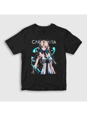Presmono Unisex Çocuk Siyah Cartethyia V2 Wuthering Waves T-Shirt