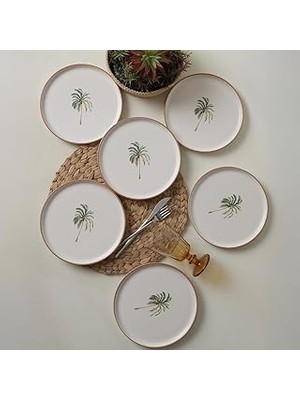 Uravas Store Keramika Bronze Palmiye Nordic Pasta Tabağı 22 cm 6 Adet 22901