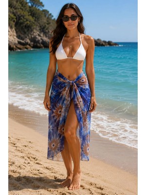 Seldağ Moda Şifon Çiçek Desenli 150 cm En*95 cm Boy Pareo