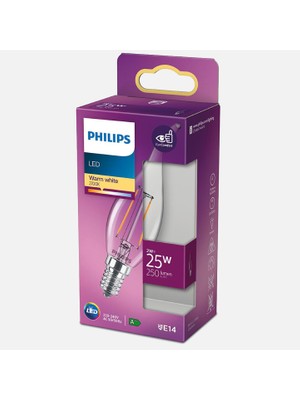 Philips LED Classic BA35 Ww cl 2 W Sıcak Beyaz E14 LED Ampul, 35.0W