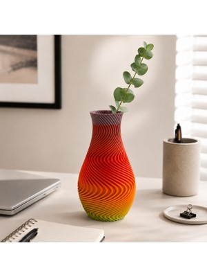 Wowolab Çok Renkli Spiral Dekoratif Vazo 3D Baskı Pla Masaüstü Aksesuar
