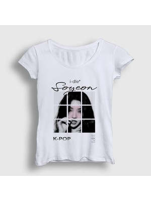Presmono Kadın Beyaz Soyeon K-Pop G I-Dle T-Shirt