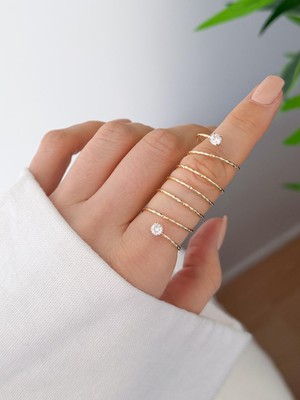 Venüs Design Çelik Spiral Taşlı Yüzük (Ayarlanabilirdir)