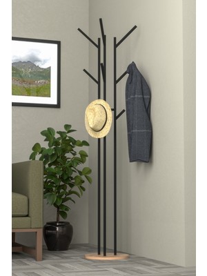 RetoDesign 9 Askılı Portmanto Askılık, Elbise Askısı Atlantik Çam Tablalı