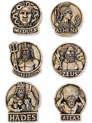Antioch Art and Design Medusa Athena Poseidon Zeus Hades Atlas Altılı Yunan Mitolojisi Magnet Seti Dekoratif Magnet Hediyelik