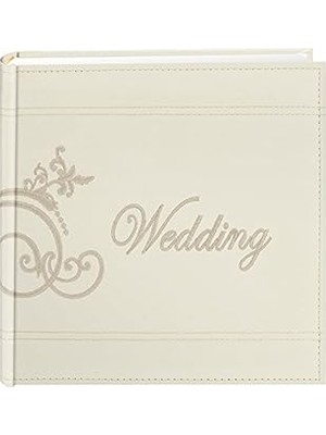 Uravas Store Pioneer Photo Albums Işlemeli Scroll ve Düğün Dikili Suni Deri Kapak Fotoğraf Albümü, Fildişi,