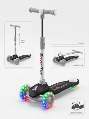 PRO Toys Harekete Duyarlı Işıklı/ledli Üç Teker Ayarlanabilir ve Katlanabilir Fren Sistemli Çocuk Scooter