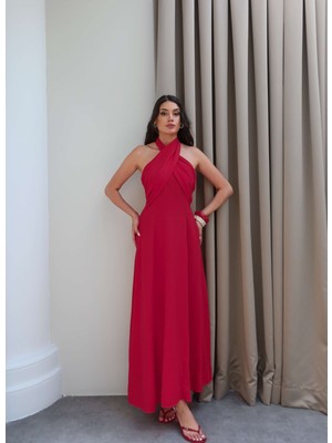 Esra Helvacı Gipeli Kruvaze Yaka Elbise