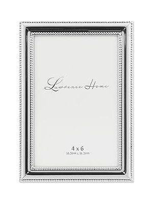 Uravas Store Lawrence Frames 510746 Lawrence Frames 4x6 Metal Picture Frame Silver-Plate With Delicate Beading