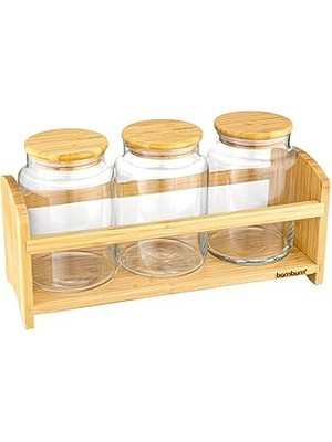 Uravas Store Bambum Bench Standlı 4 Parça Küçük Cam Baharat Takımı