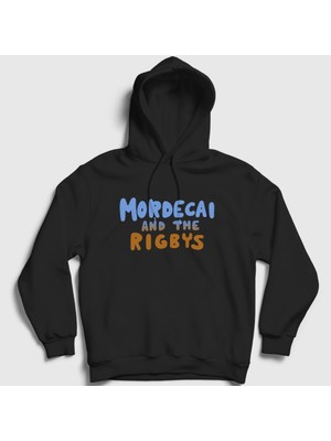 Presmono Unisex Siyah Mordecai And The Rigbys Regular Show Kapüşonlu Sweatshirt
