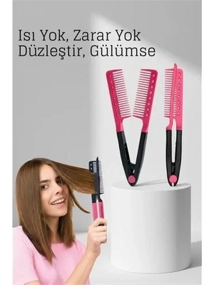 Uravas Store Manuel V Tipi Keratin Saç Düzleştirici – Isısız, Taraklı Saç Maşası  Pratik ve Taşınabilir 722360