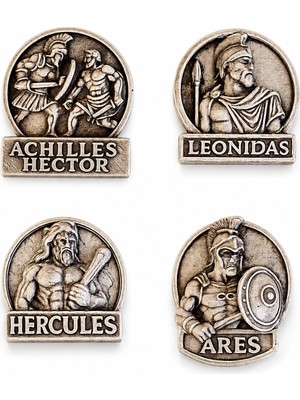 Antioch Art and Design Achilles Hector Leonidas Herkül Ares Dörtlü Yunan Mitolojisi Magnet Seti Dekoratif Magnet Hediyelik