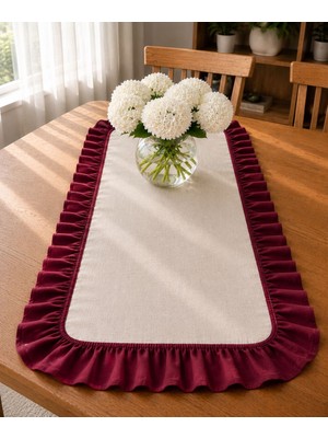 Şah Textile Design Sık Fırfırlı Premıum Keten Runner 40X110