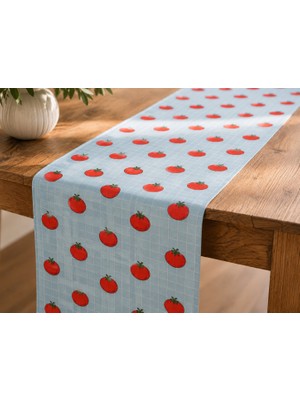 Megi Concept Dijital Baskılı Domates Desenli Masa Runner 40X140 cm Pötikare Dekoratif Mutfak Runner Masa Örtüsü
