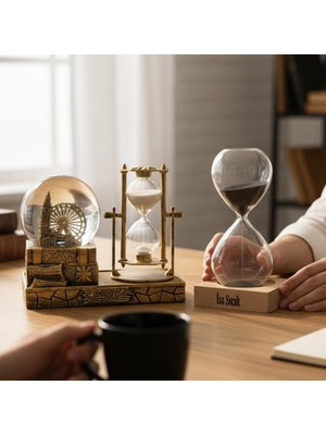 Keyfim Shop Big Beng Saat Kulesi Işıklı Sulu Kar ve Kum Saati Seti