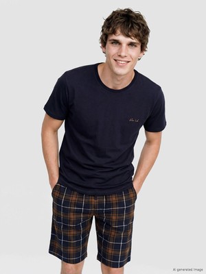 LC Waikiki Standart Kalıp Ekose Erkek Şortlu Pijama Takımı  (S6)