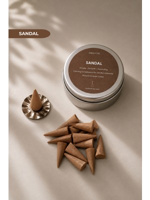 Mindsoho Sandal Ağacı Kokulu Doğal Içerikli Konik Tütsü Metal Kutulu