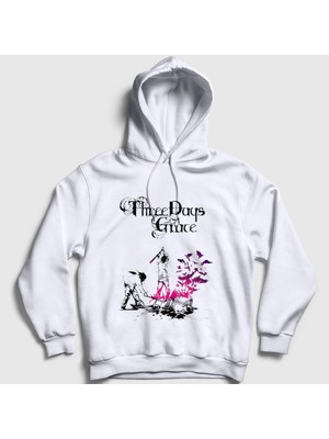 Presmono Unisex Beyaz Life Starts Now Rock Three Days Grace Kapüşonlu Sweatshirt