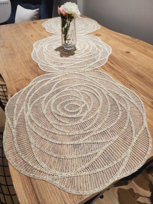 Yalıns Home Rose Lüx Runner Nakış Simli Dekoretif 140X45CM