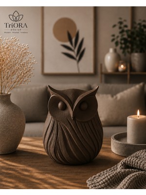 Triora Design Premium Baykuş Dekoratif Obje – 3D Baskı Minimal Modern Masaüstü Dekor | 16 x 13 cm |