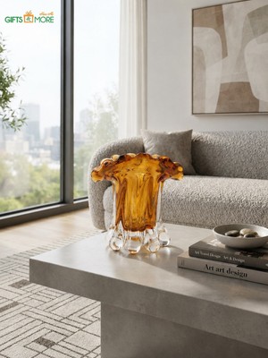 Gfsmore Palmiye Amber Cam Vazo Küçük 13 cm