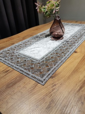 Yalıns Home Sepet Lüx Runner Simli Kadifeli 100X40 cm