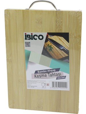 Uravas Store 24X34 x 1.7cm Lux Ahşap Bambu Kesi̇m Panosu - Kesme Tahtasi Metal Kulplu (5528)