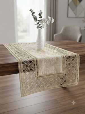 Yalıns Home Sepet Lüx Runner Simli Kadifeli 100X40 cm