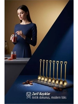Uravas Store 8'li Lüks Gold Zamak Ölçü ve Baharat Kaşığı Seti - Özel Tasarım 722902