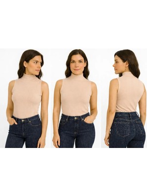 İngegno Body Yarım Balıkçın Yaka Sıfır Kol Viskon Örme Ring Kumaş Body