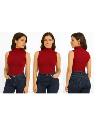 İngegno Body Yarım Balıkçın Yaka Sıfır Kol Viskon Örme Ring Kumaş Body