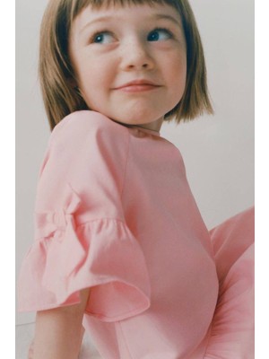 L'aciel Kolu Fiyonk Model Pembe Elbise