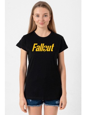 Fallout Lettern Siyah Kadın Tshirt