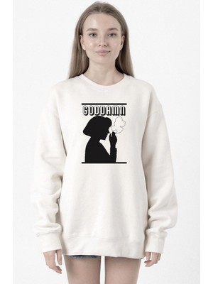 Tshirthane Pulp Fiction  Goddamn Beyaz Kadın 2ip Sweatshirt