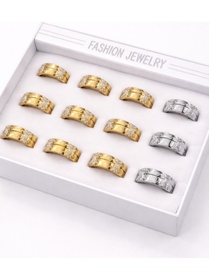 Fashion Jewelry 5 Gümüş Işıltılı Stil Yüzük