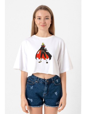 One Piece Anime Sanji Beyaz Kadın Crop Tshirt