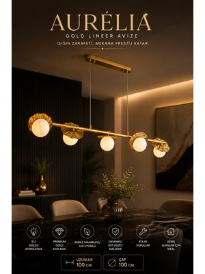 Elvora Home Modern (Premium) 5li Eskitme Şık Uzun Sarkıt Avizesi Salon Mutfak Yemek Masası Üstü Avizesi Modelleri 5xg9 Duyulu