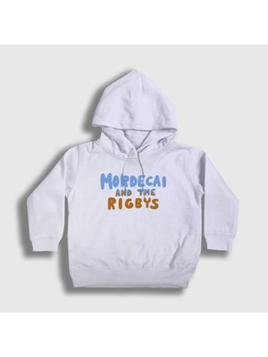 Presmono Unisex Çocuk Beyaz Mordecai And The Rigbys Regular Show Kapüşonlu Sweatshirt