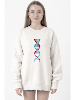 Tshirthane Bordo Mavi Dna Beyaz Kadın 2ip Sweatshirt