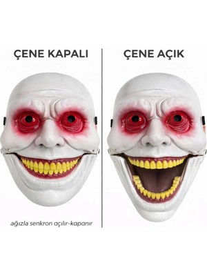 Hareketli Çene Mekanizmalı Korku Maskesi Kırmızı