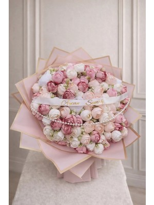 Sally Home Bileklik Hediyeli Pembe Kız Isteme Çiçeği Yapay Buket Isteme Çiçeği-