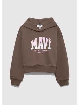 Mavi Mavi Logo Baskılı Kahverengi Sweatshirt 7S10124-87181