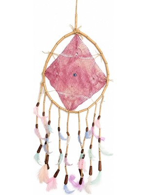Es Dekor Çap 25 cm Dream Catcher Kare Pembe 1 Adet