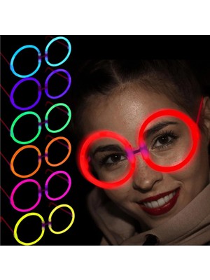Glow Yuvarlak Gözlük - Glow Partisi Gözlükleri - Glow Gözlük 12 Adet