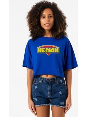 He Man Logo Mavi Kadın Crop Tshirt