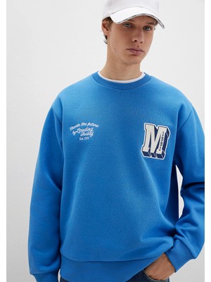 Mavi M Logo Nakış Detaylı Mavi Sweatshirt 0S10492-81330